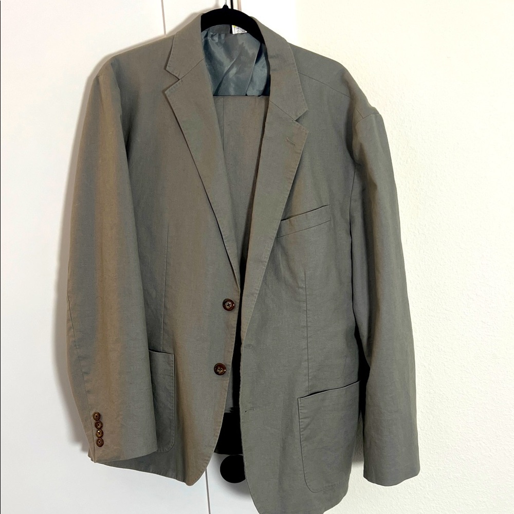 J. Crew Suit - grey/green/blue - XL jacket 38x29 pant